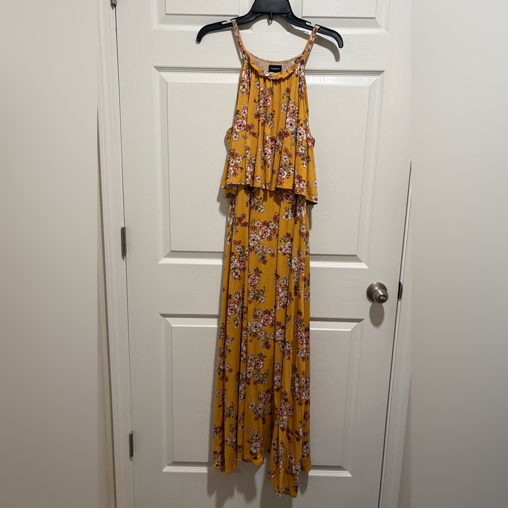 Torrid Yellow Floral Cutaway High-Neck Jersey Maxi Dress Size 1X NWT - Picture 12 of 13